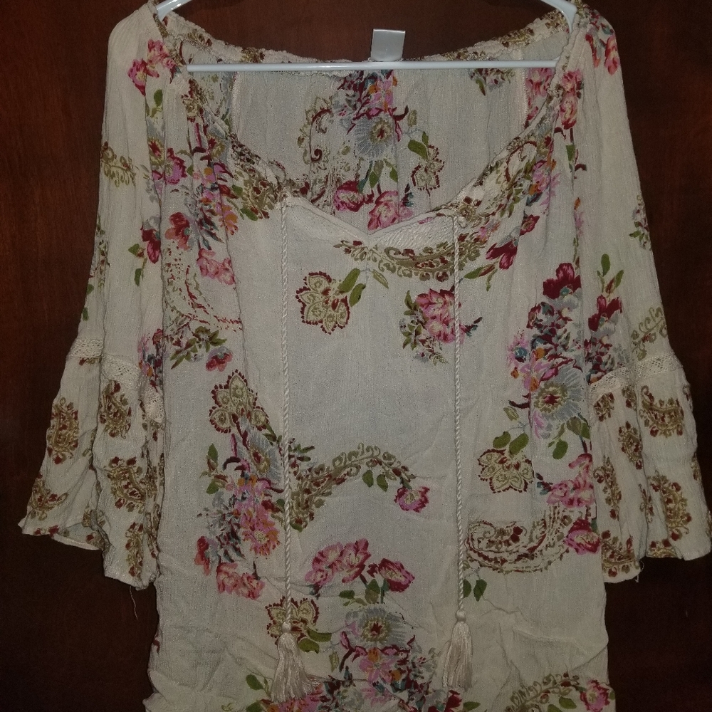 Off the shoulder flowered blouse